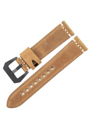 Men's Genuine Leather Watch Band Strap 22mm 24mm Vintage Cowhide Watch Strap High Quality Bracelet Watch Accessories