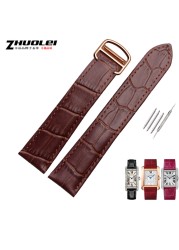 Genuine leather watch strap, high quality, black, brown, with folding tank buckle, 16 17 18 20 22 23 24 25 mm straps