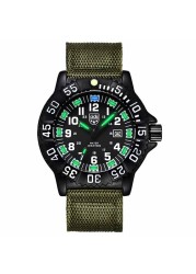 Addie Men's Watches Military Leisure Sports Outdoor Luminous Watch Multifunction NATO Nylon Waterproof Quartz Watch for Men