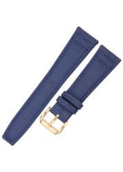 Nylon Canvas + Genuine Leather Watchband 20mm 21mm 22mm Black Green Blue Women Men Watch Band Strap With Pin Buckle