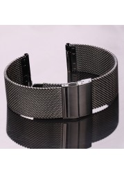 316l Stainless Steel Milanese Loop Watch Bracelet Men Women Replacement Watchband Strap 16mm 18mm 20mm 22mm Silver Black