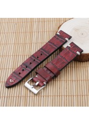 Genuine Leather Watchband 18mm 20mm 22mm 24mm Vintage Personality Crocodile Texture Watch Strap Bracelet for Men Women