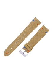 Suede Leather Watch Strap 18mm 20mm Hand-stitched Suede Watch Bands for Man Woman Beige Green Blue Quick Release Watch Bracelet