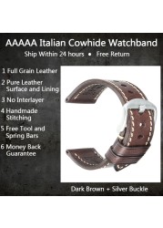 MAIKES Handmade Watch Band Genuine Cow Leather Watch Strap with Butterfly Buckle Bracelet for Montblanc Tudor Watchbands