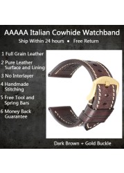 MAIKES Handmade Watch Band Genuine Cow Leather Watch Strap with Butterfly Buckle Bracelet for Montblanc Tudor Watchbands