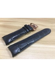 22/23/24mm For T035407A T035617A T035627A T035614 High Quality Butterfly Buckle Genuine Leather Curved End Watchband Belts