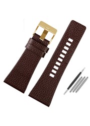 Genuine Leather Watchband for Diesel DZ7396DZ1206 DZ1399 DZ1405 Watch Band Litchi Grain 22 24 26 27 28 30 32 34mm Strap Bracelet