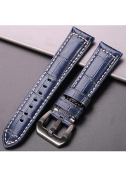 Genuine leather watches black brown red blue green orange women men watch strap for bam accessories 20mm 22mm 24mm