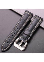 Genuine leather watches black brown red blue green orange women men watch strap for bam accessories 20mm 22mm 24mm