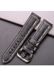 Genuine leather watches black brown red blue green orange women men watch strap for bam accessories 20mm 22mm 24mm