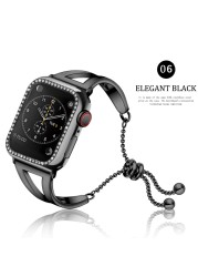 Ladies Bracelet Strap for Apple Watch Bnad + Diamond Chain Chain Se 65432 Band 42mm 44mm Stainless Steel for iWatch 38mm 40mm