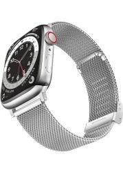 Metal stainless steel band f or Apple watch chain 7 45mm 41mm Milanese mesh loop replacement men women strap for iWatch series se 7 6