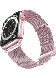 Metal stainless steel band f or Apple watch chain 7 45mm 41mm Milanese mesh loop replacement men women strap for iWatch series se 7 6