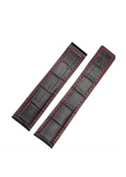 Genuine Leather Bracelet 19mm 20mm 22m For Tag Heuer Watches Men Wrist Band Accessories Fold Buckle Leather Watch Strap