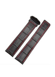 Genuine Leather Bracelet 19mm 20mm 22m For Tag Heuer Watches Men Wrist Band Accessories Fold Buckle Leather Watch Strap