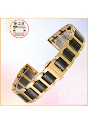 ceramic bracelet in stainless steel watchband 12 13 14 15 16 17 18 20 22mm watch strap women man fashion wrist band