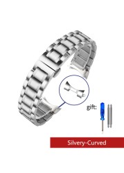 Curved End Stainless Steel Watchband For Tissot 1853 Couturier T035 14/16/17/18/22/24mm Watch Band Women Men Strap Bracelet