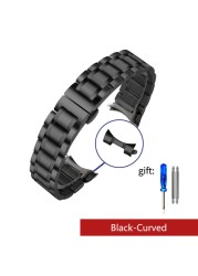 Curved End Stainless Steel Watchband For Tissot 1853 Couturier T035 14/16/17/18/22/24mm Watch Band Women Men Strap Bracelet