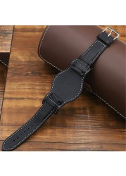 18mm 20mm 22mm Retro Handmade Genuine Leather Watch Band Cowhide High Quality Leather Watch Strap Bracelet Replacement Wristband