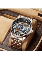 Genuine Tourbillon Watches Men Mechanical Watch Fully Automatic Luxury Brands Luminous Waterproof Men's Watch Fashion Reloj Hombre