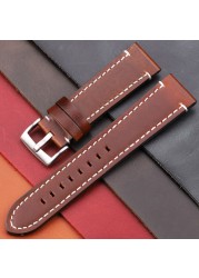 Vintage Genuine Leather Watchbands 7 Colors Strap 18mm 20mm 22mm 24mm Women Men Cowhide Watch Band Accessories Strap