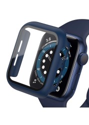 360 كامل الوفير الزجاج حامي الشاشة حالة غطاء ل أبل ووتش سلسلة 7 6 5 4 3 2 1 SE Applewatch IWatch 41 مللي متر 45 مللي متر 44 مللي متر 42 مللي متر