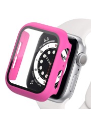 360 كامل الوفير الزجاج حامي الشاشة حالة غطاء ل أبل ووتش سلسلة 7 6 5 4 3 2 1 SE Applewatch IWatch 41 مللي متر 45 مللي متر 44 مللي متر 42 مللي متر