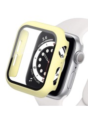 360 كامل الوفير الزجاج حامي الشاشة حالة غطاء ل أبل ووتش سلسلة 7 6 5 4 3 2 1 SE Applewatch IWatch 41 مللي متر 45 مللي متر 44 مللي متر 42 مللي متر