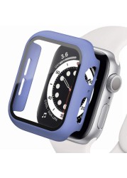 360 كامل الوفير الزجاج حامي الشاشة حالة غطاء ل أبل ووتش سلسلة 7 6 5 4 3 2 1 SE Applewatch IWatch 41 مللي متر 45 مللي متر 44 مللي متر 42 مللي متر