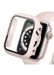 360 كامل الوفير الزجاج حامي الشاشة حالة غطاء ل أبل ووتش سلسلة 7 6 5 4 3 2 1 SE Applewatch IWatch 41 مللي متر 45 مللي متر 44 مللي متر 42 مللي متر