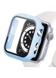 360 كامل الوفير الزجاج حامي الشاشة حالة غطاء ل أبل ووتش سلسلة 7 6 5 4 3 2 1 SE Applewatch IWatch 41 مللي متر 45 مللي متر 44 مللي متر 42 مللي متر