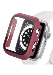 360 كامل الوفير الزجاج حامي الشاشة حالة غطاء ل أبل ووتش سلسلة 7 6 5 4 3 2 1 SE Applewatch IWatch 41 مللي متر 45 مللي متر 44 مللي متر 42 مللي متر