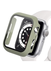 360 كامل الوفير الزجاج حامي الشاشة حالة غطاء ل أبل ووتش سلسلة 7 6 5 4 3 2 1 SE Applewatch IWatch 41 مللي متر 45 مللي متر 44 مللي متر 42 مللي متر