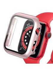 360 كامل الوفير الزجاج حامي الشاشة حالة غطاء ل أبل ووتش سلسلة 7 6 5 4 3 2 1 SE Applewatch IWatch 41 مللي متر 45 مللي متر 44 مللي متر 42 مللي متر