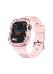 Silicone Strap Case For Apple Watch 7 45mmAnti-drop Protection Integrated Fashion Smart Watch Wristband For iwatch 7 41mm Band