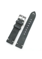 Suede Leather Watch Strap Band 18mm 20mm 22mm 24mm Brown Coffee Watchstrap Handmade Stitching Replacement Wristband