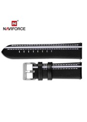 NAVIFORCE Genuine Leather Luxury Watches High Quality Men's 24mm Watch Wrist Strap Brown Black Red Blue Strap Casual Bracelet