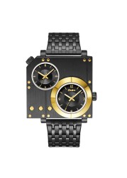 Oulm 5024 Golden Luxury Brand Men Watches Stainless Steel Quartz Watch Two Time Zone Unique Male Clock Relogio Masculino