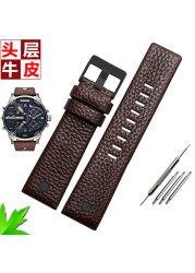 Genuine Leather Watch Strap for Diesel Watch DZ7257 1657 4323 7314 7313 7371 Straps 22 24 26 27 28 30mm Black Brown White