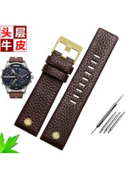 Genuine Leather Watch Strap for Diesel Watch DZ7257 1657 4323 7314 7313 7371 Straps 22 24 26 27 28 30mm Black Brown White