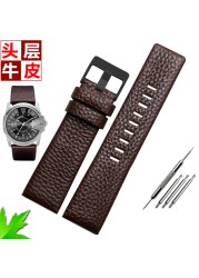 Genuine Leather Watch Strap for Diesel Watch DZ7257 1657 4323 7314 7313 7371 Straps 22 24 26 27 28 30mm Black Brown White