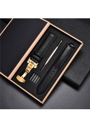 Leather Straps With Box For Samsung Galaxy Watch 4 40mm 44mm/4 Classic 42mm 46mm Active 2 Band Replacement Watchband Bracelet