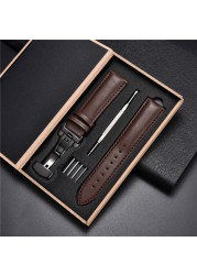 Leather Straps With Box For Samsung Galaxy Watch 4 40mm 44mm/4 Classic 42mm 46mm Active 2 Band Replacement Watchband Bracelet