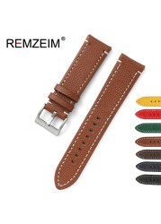 Double-sided Leather 18mm 20mm 22mm 24mm Watchband Quick Release Watch Band Strap Men Women Yellow Red Black Watch Accessories