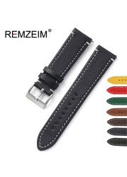 Double-sided Leather 18mm 20mm 22mm 24mm Watchband Quick Release Watch Band Strap Men Women Yellow Red Black Watch Accessories