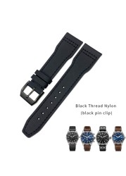 20/21/22mm High Quality Calfskin Leather Nylon Watch Strap Fit For IWC Pilot SPITFIRE MARK18 PORTOFINO Best Gun IW3777 Watchband