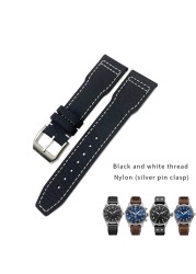 20/21/22mm High Quality Calfskin Leather Nylon Watch Strap Fit For IWC Pilot SPITFIRE MARK18 PORTOFINO Best Gun IW3777 Watchband