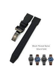 20/21/22mm High Quality Calfskin Leather Nylon Watch Strap Fit For IWC Pilot SPITFIRE MARK18 PORTOFINO Best Gun IW3777 Watchband