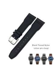 20/21/22mm High Quality Calfskin Leather Nylon Watch Strap Fit For IWC Pilot SPITFIRE MARK18 PORTOFINO Best Gun IW3777 Watchband