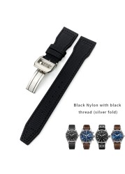 20/21/22mm High Quality Calfskin Leather Nylon Watch Strap Fit For IWC Pilot SPITFIRE MARK18 PORTOFINO Best Gun IW3777 Watchband